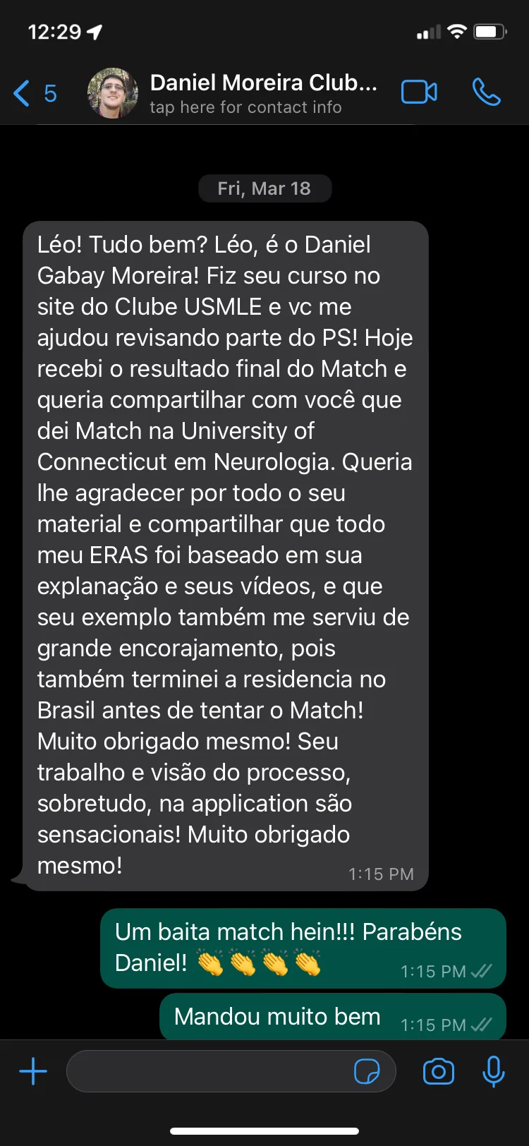 Depoimento por WhatsApp