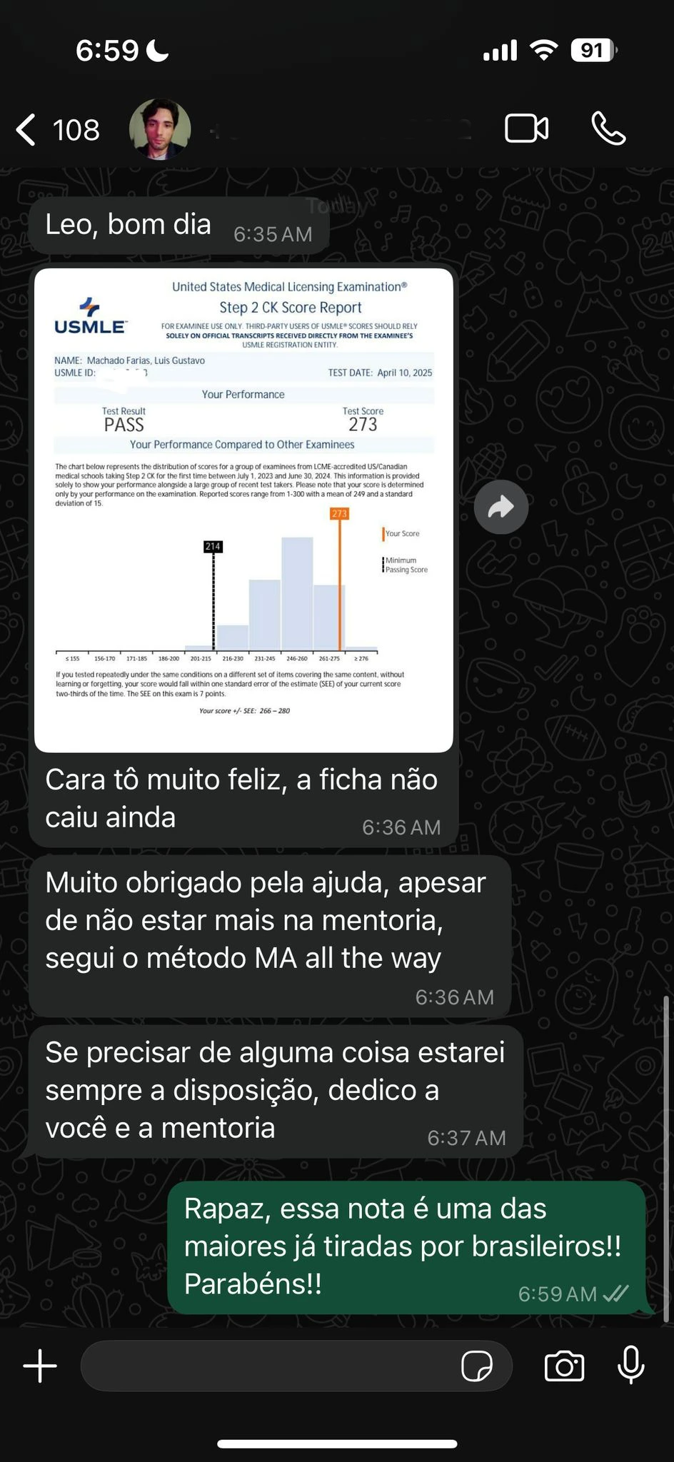 Depoimento por WhatsApp